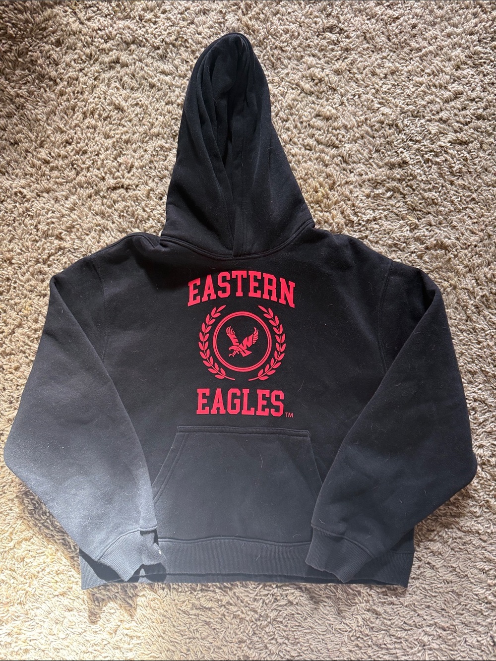 Eastern Washington University Eagles Black Hoodie by Hype and Vice. Size Small.